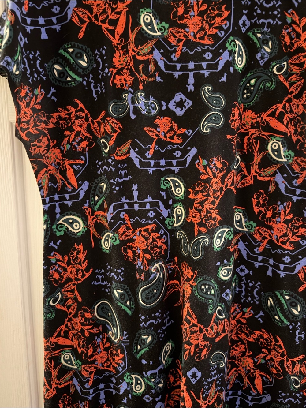 LuLaRoe Maria Black Maxi Dress with Multicolor Paisley Print. Size large - Picture 4 of 5